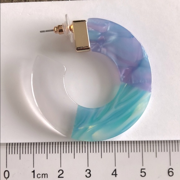 Blue hoop earrings - Picture 4 of 4